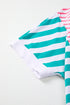 Artsy Stripe Mixed Pattern Patchwork Uneven Hem Loose Casual Cotton Tee
